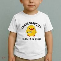 Funny Cute Duck Funny I Have Stability Ability To Stab Toddler T-Shirt thumb 2