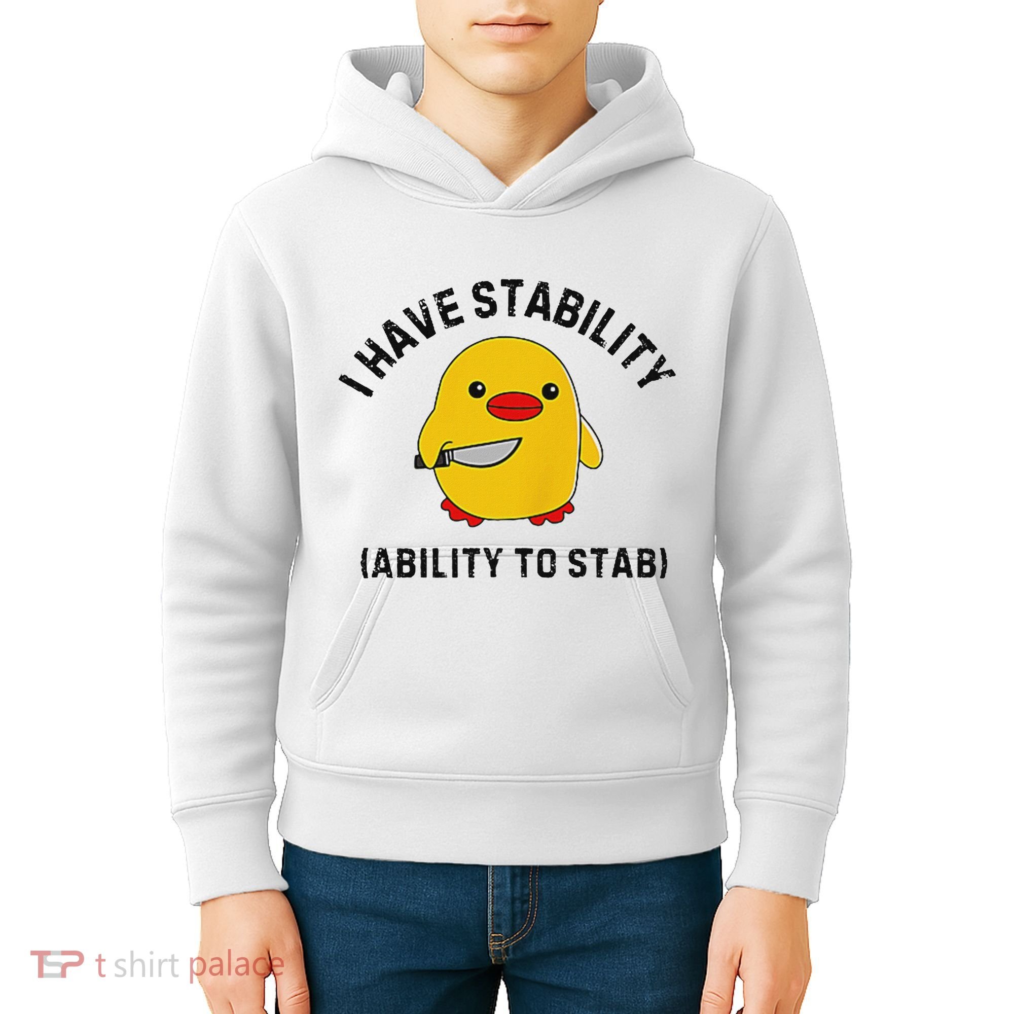 Funny Cute Duck Funny I Have Stability Ability To Stab Kids Hoodie
