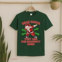 Funny Christmas Dear Santa They Are The Naughty Ones T-Shirt thumb 2