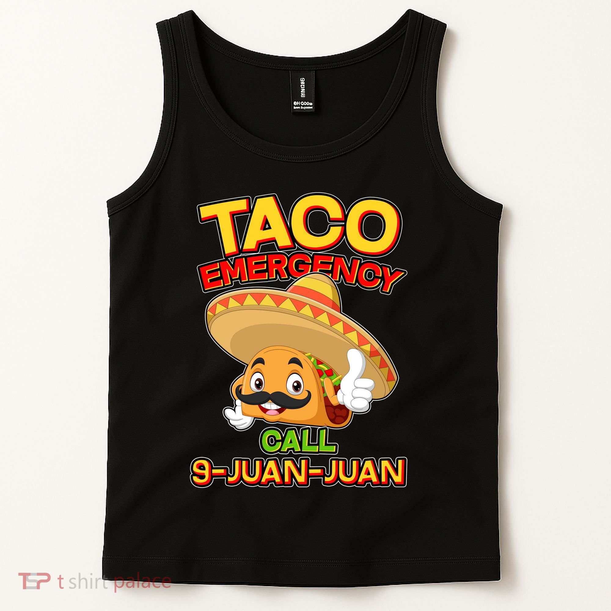 Funny Cinco De Mayo Taco Emergency Call 9 Juan Juan Tank Top