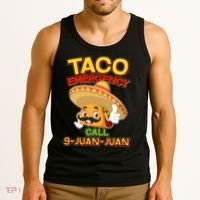 Funny Cinco De Mayo Taco Emergency Call 9 Juan Juan Tank Top thumb 3