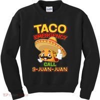 Funny Cinco De Mayo Taco Emergency Call 9 Juan Juan Kids Sweatshirt thumb 0