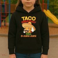 Funny Cinco De Mayo Taco Emergency Call 9 Juan Juan Kids Hoodie thumb 3