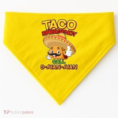 Funny Cinco De Mayo Taco Emergency Call 9 Juan Juan USA-Made Doggie Bandana