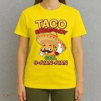 Funny Cinco De Mayo Taco Emergency Call 9 Juan Juan T-Shirt thumb 4