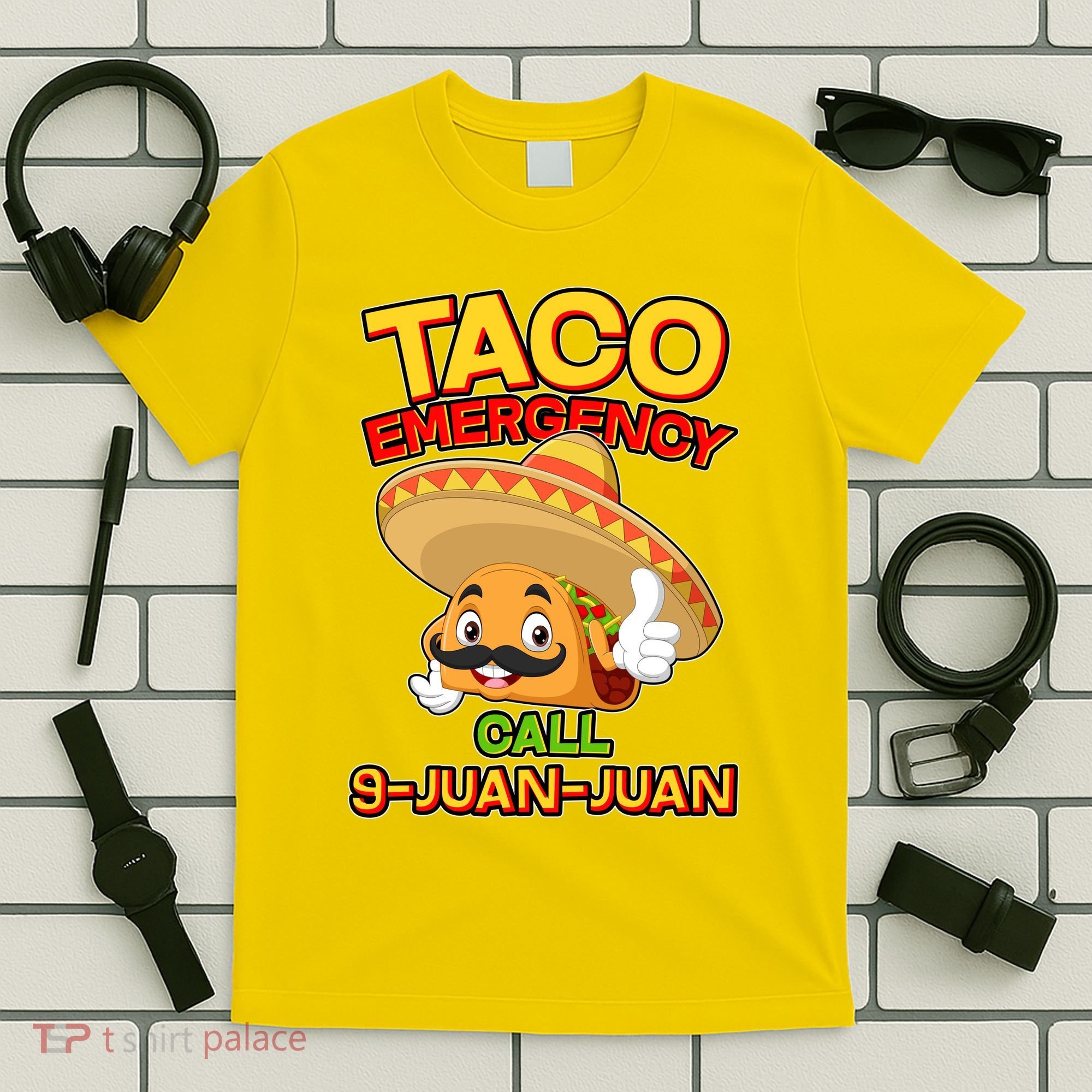 Funny Cinco De Mayo Taco Emergency Call 9 Juan Juan T-Shirt