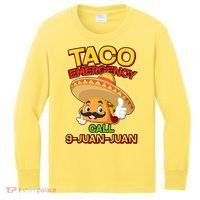 Funny Cinco De Mayo Taco Emergency Call 9 Juan Juan Kids Long Sleeve Shirt thumb 0