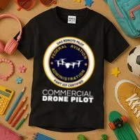 Faa Commercial Drone Pilot Kids T-Shirt thumb 3