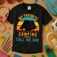 Funny Camping Dad, My Favorite Camping Buddies Call Me Dad Kids T-Shirt thumb 3