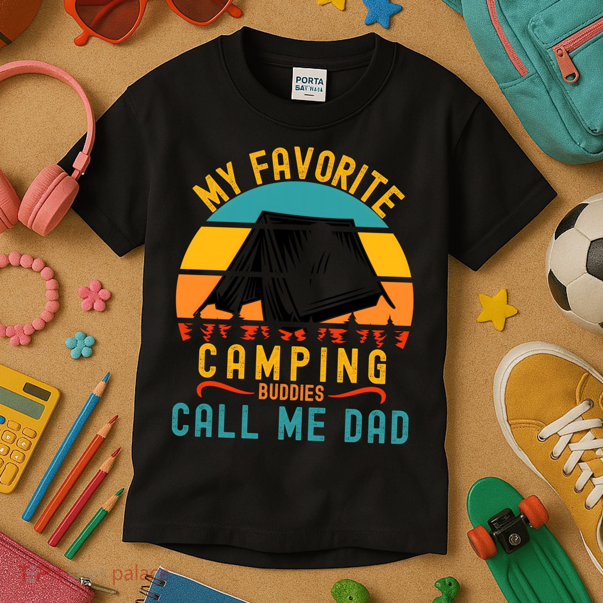 Funny Camping Dad, My Favorite Camping Buddies Call Me Dad Kids T-Shirt