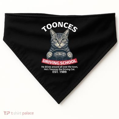 Funny Cat Driving School Graphic with Kitten Steering USA-Made Doggie Bandana