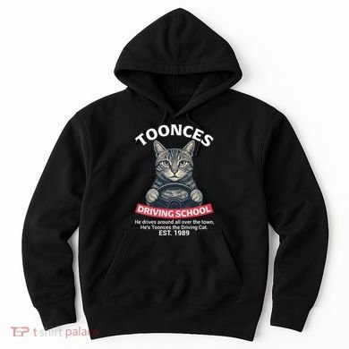 Funny Cat Driving School Graphic with Kitten Steering Hoodie