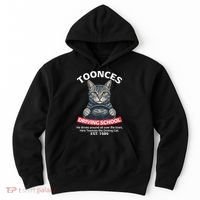 Funny Cat Driving School Graphic with Kitten Steering Hoodie thumb 0
