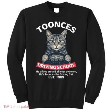 Funny Cat Driving School Graphic with Kitten Steering Sweatshirt