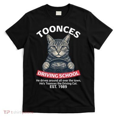 Funny Cat Driving School Graphic with Kitten Steering T-Shirt