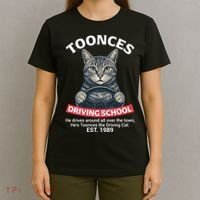 Funny Cat Driving School Graphic with Kitten Steering T-Shirt thumb 4