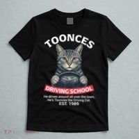Funny Cat Driving School Graphic with Kitten Steering T-Shirt thumb 5