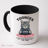 Funny Cat Driving School Graphic with Kitten Steering Coffee Mug thumb 0