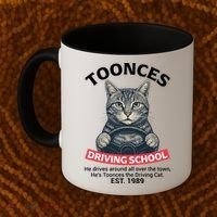 Funny Cat Driving School Graphic with Kitten Steering Coffee Mug thumb 2
