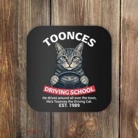 Funny Cat Driving School Graphic with Kitten Steering Coaster thumb 0