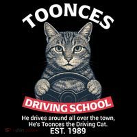 Funny Cat Driving School Graphic with Kitten Steering Coaster thumb 2