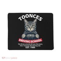 Funny Cat Driving School Graphic with Kitten Steering Mousepad thumb 0