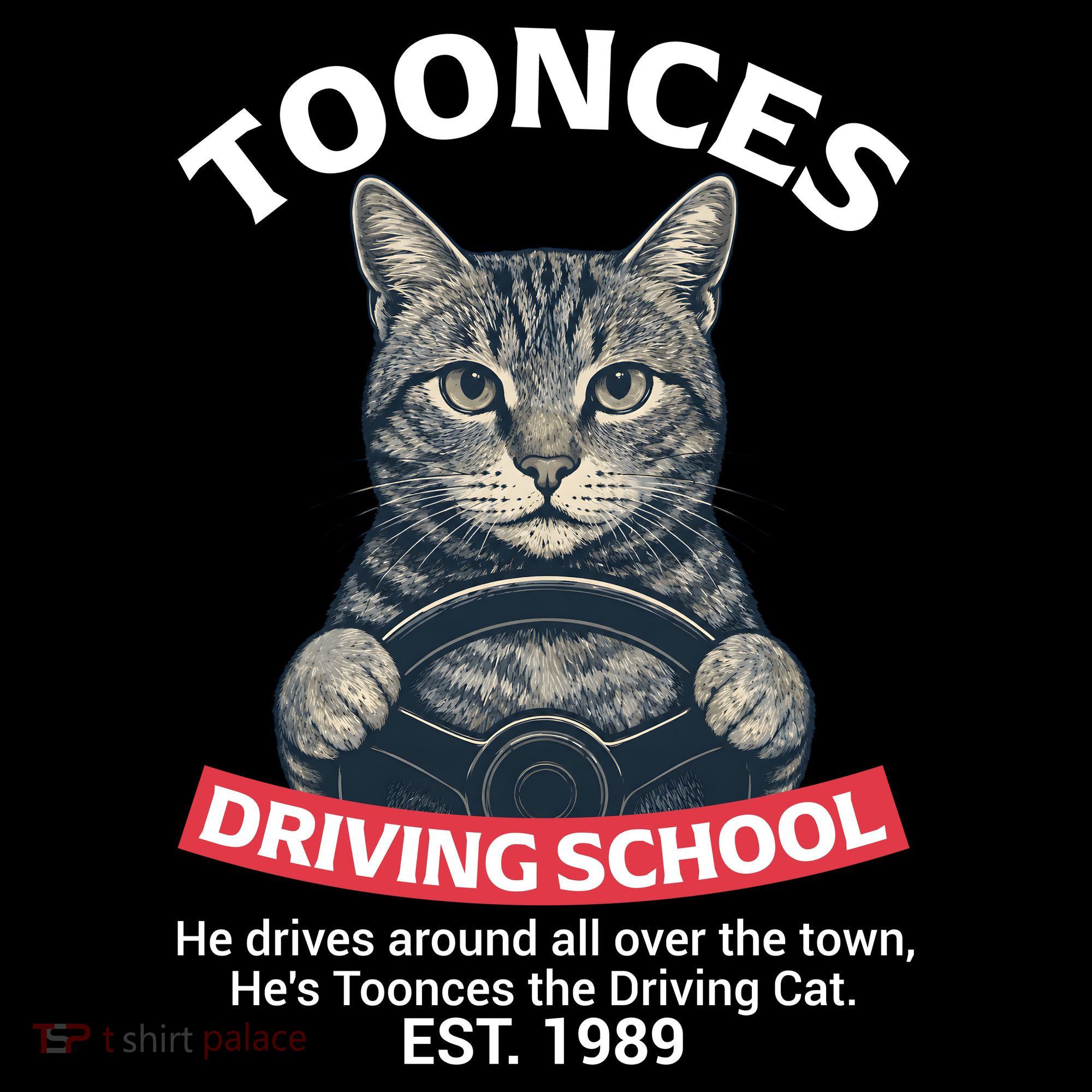 Funny Cat Driving School Graphic with Kitten Steering Mousepad