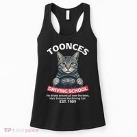 Funny Cat Driving School Graphic with Kitten Steering Women's Tank Top thumb 0