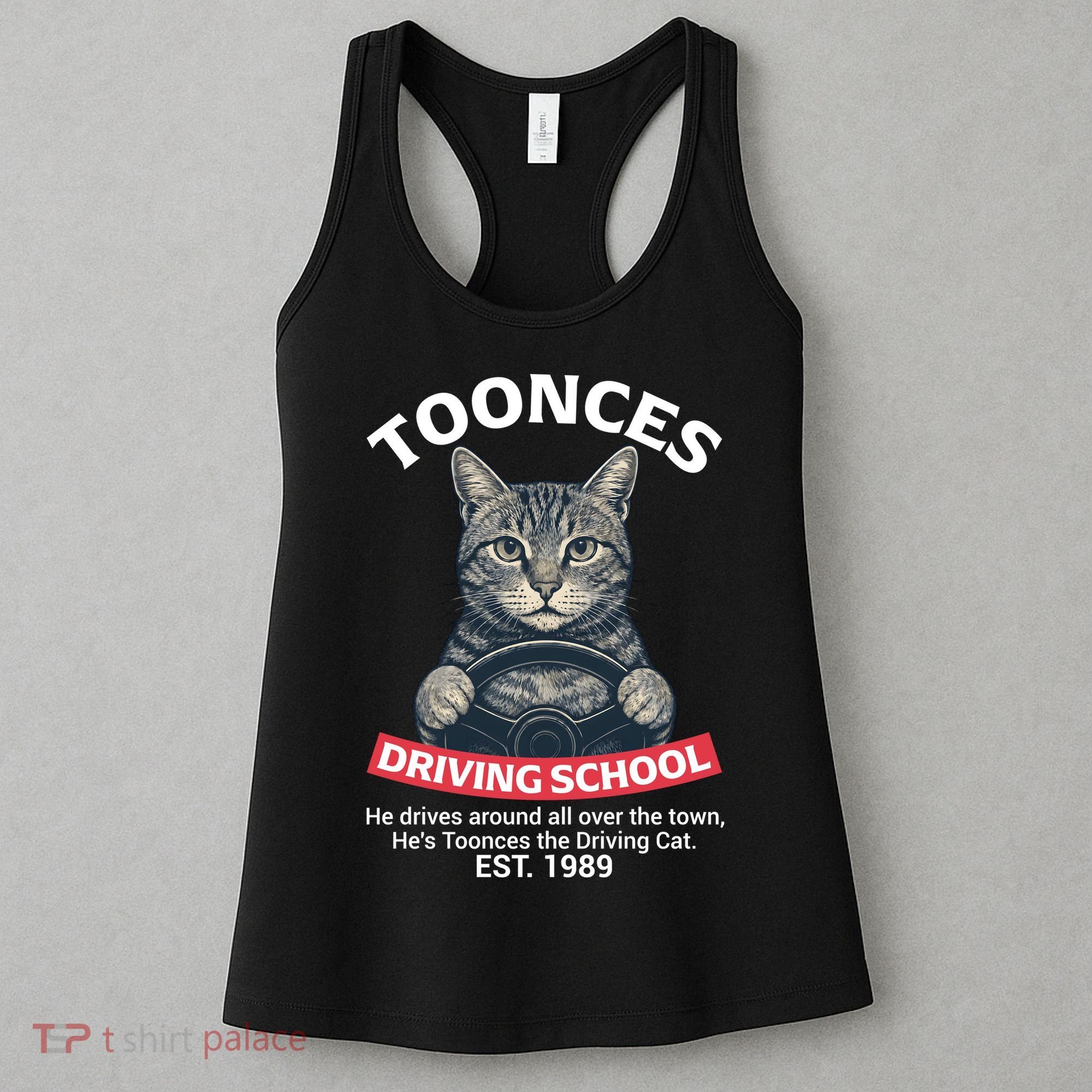 Funny Cat Driving School Graphic with Kitten Steering Women's Tank Top