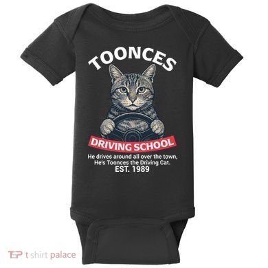 Funny Cat Driving School Graphic with Kitten Steering Baby Bodysuit