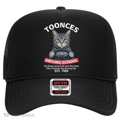 Funny Cat Driving School Graphic with Kitten Steering Hat