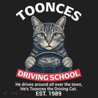 Funny Cat Driving School Graphic with Kitten Steering Hat thumb 2