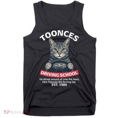 Funny Cat Driving School Graphic with Kitten Steering Tank Top