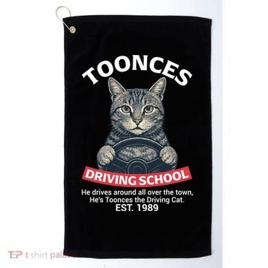 Funny Cat Driving School Graphic with Kitten Steering Golf Towel
