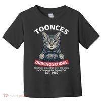 Funny Cat Driving School Graphic with Kitten Steering Toddler T-Shirt thumb 0