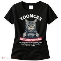 Funny Cat Driving School Graphic with Kitten Steering Women's T-Shirt thumb 0