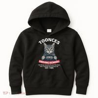 Funny Cat Driving School Graphic with Kitten Steering Kids Hoodie thumb 0