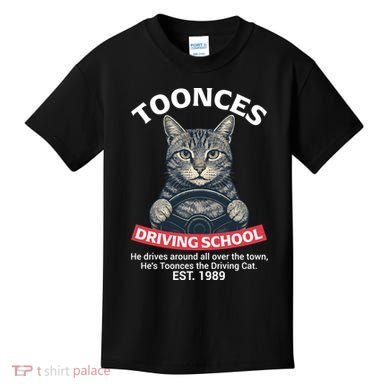 Funny Cat Driving School Graphic with Kitten Steering Kids T-Shirt