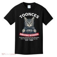 Funny Cat Driving School Graphic with Kitten Steering Kids T-Shirt thumb 0
