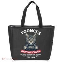 Funny Cat Driving School Graphic with Kitten Steering Tote Bag thumb 0