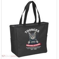 Funny Cat Driving School Graphic with Kitten Steering Tote Bag thumb 2