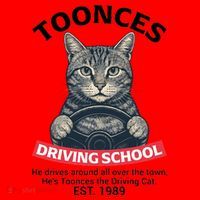 Funny Cat Driving School Graphic with Kitten Steering Santa Hat thumb 1