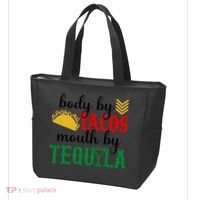 Funny Cinco De Mayo Body By Tacos Mouth By Tequila Tote Bag thumb 3