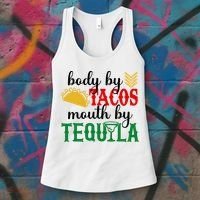 Funny Cinco De Mayo Body By Tacos Mouth By Tequila Women's Tank Top thumb 3