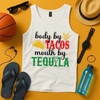 Funny Cinco De Mayo Body By Tacos Mouth By Tequila Tank Top thumb 4