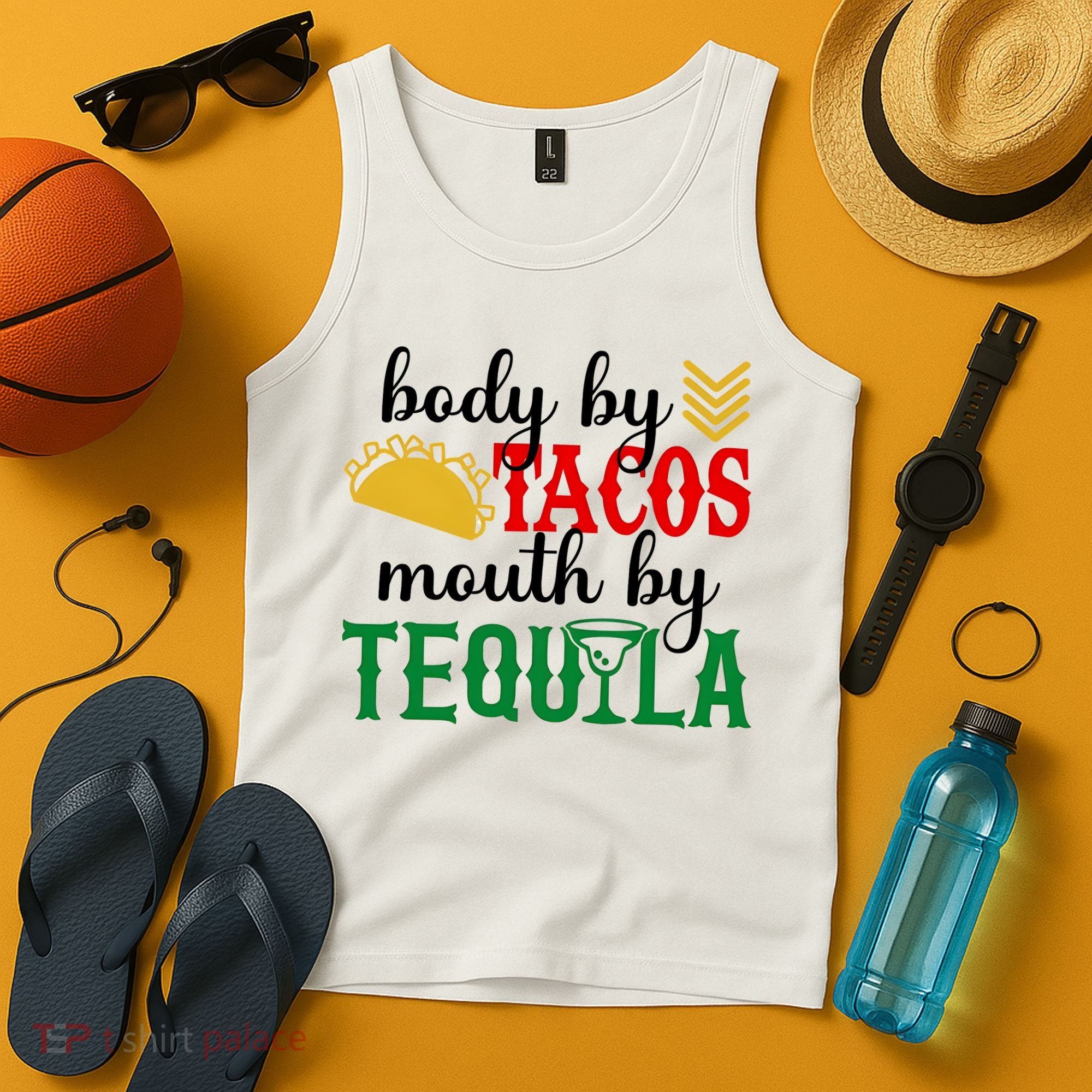 Funny Cinco De Mayo Body By Tacos Mouth By Tequila Tank Top