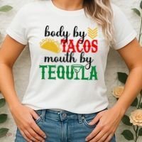 Funny Cinco De Mayo Body By Tacos Mouth By Tequila Women's T-Shirt thumb 2