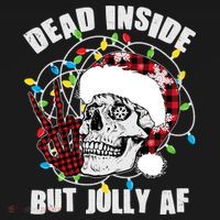 Funny Christmas Dead Inside But Jolly AF Peace Out Skull Hoodie thumb 7