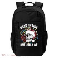 Funny Christmas Dead Inside But Jolly AF Peace Out Skull Backpack thumb 0