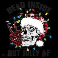 Funny Christmas Dead Inside But Jolly AF Peace Out Skull Coffee Mug thumb 5